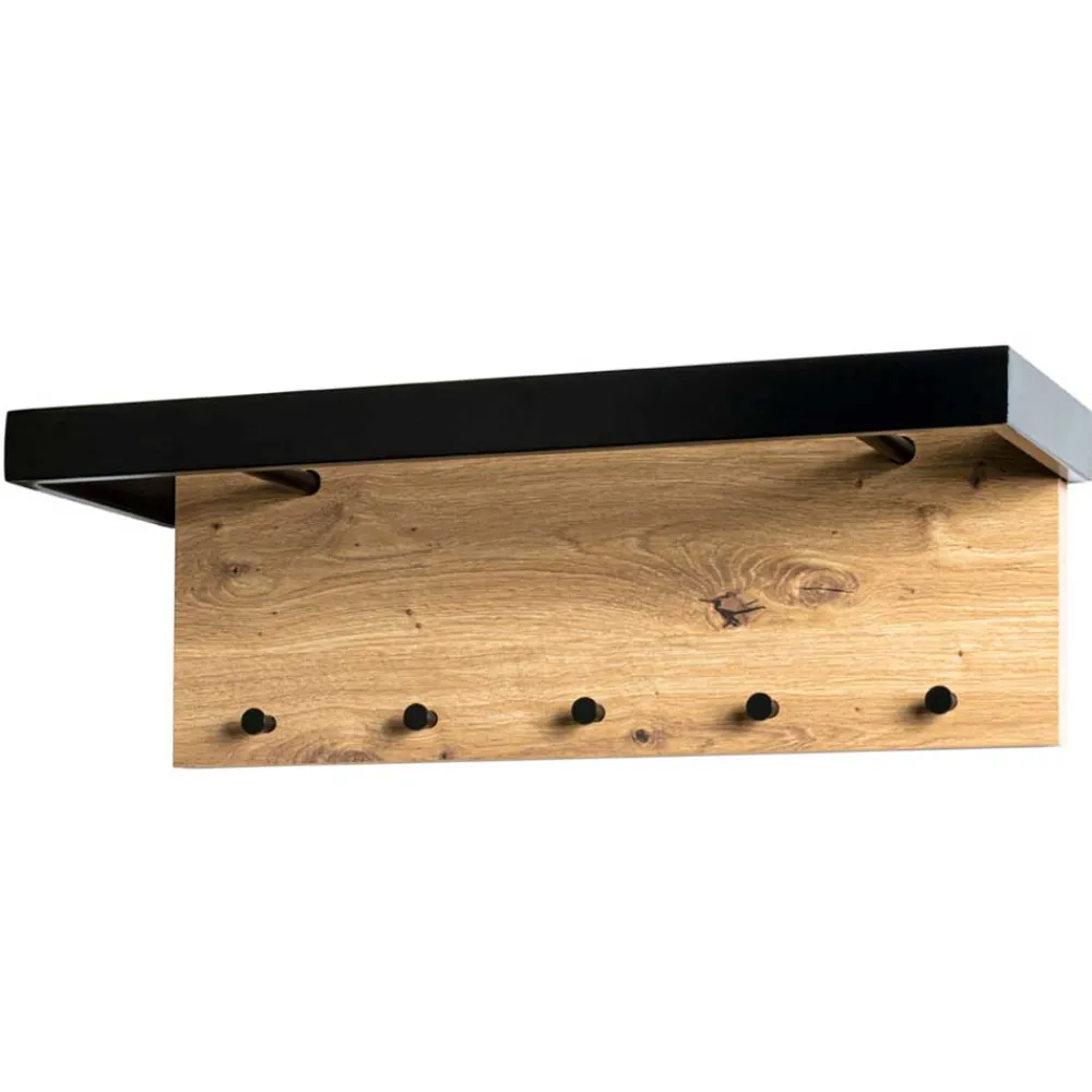 Wohnen 70x24x25 cm Wandgarderobe mit 5 Kleiderhaken - Zyaman