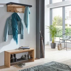 Wohnen 70x24x25 cm Wandgarderobe mit 5 Kleiderhaken - Zyaman