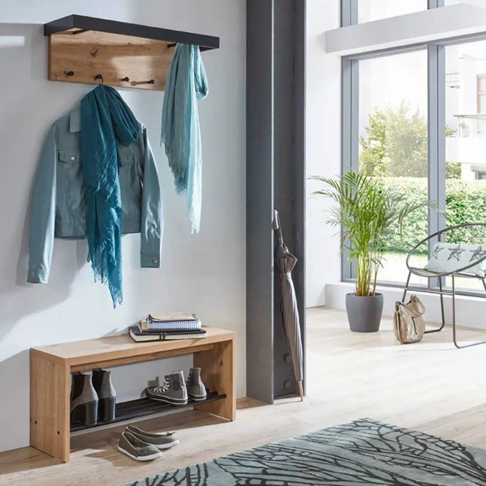 Wohnen 70x24x25 cm Wandgarderobe mit 5 Kleiderhaken - Zyaman