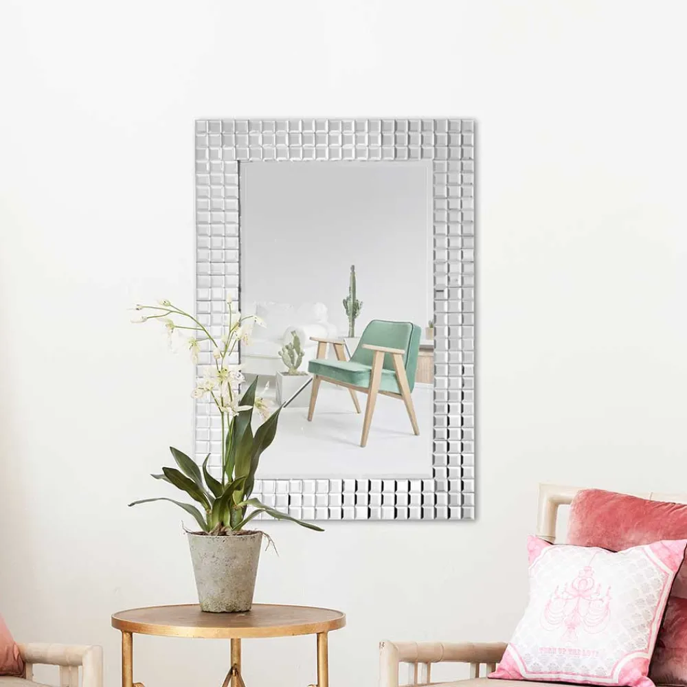 Wohnen 60x90x4 cm Wandspiegel mit Mosaik Rahmen - Solu