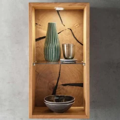 Wohnen 34x64x20 cm Wildeiche Regal mit Glasboden - Acapella