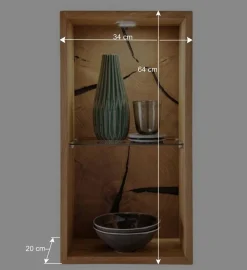 Wohnen 34x64x20 cm Wildeiche Regal mit Glasboden - Acapella