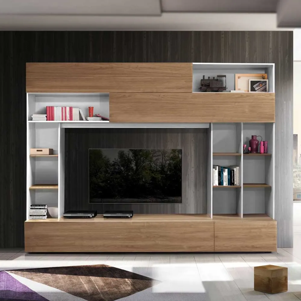 Wohnen 277x209x40 cm Wohnzimmerwand zweifarbig - Ceroc