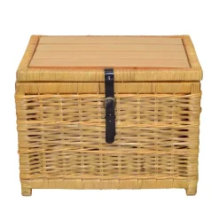 Wohnen Rattanmöbel|Holztruhen*58x44x45 Couchtisch Truhe aus Rattan Geflecht - Valnut