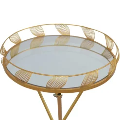 Wohnen 40x71x40 Design Beistelltisch mit Spiegelglas Platte - Anthro