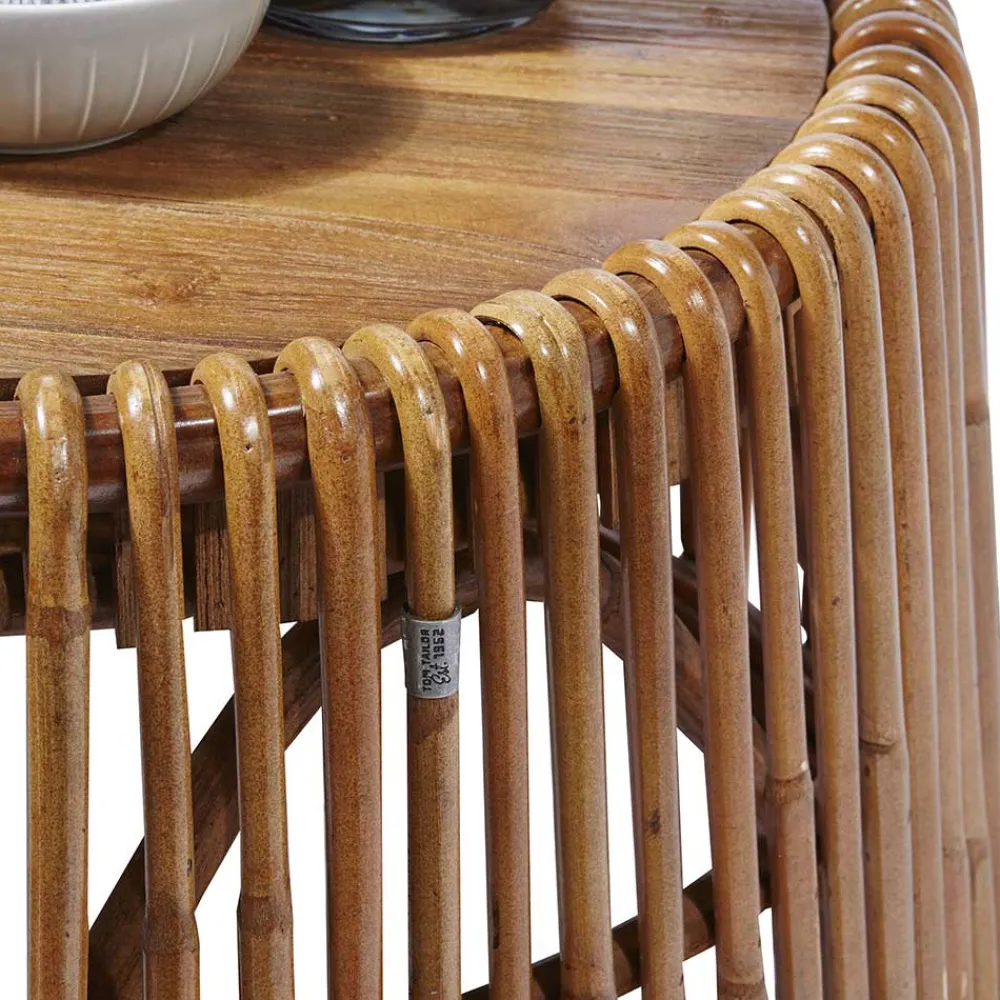 Wohnen Rattanmöbel*69x38x69 Design Couchtisch aus Recyclingholz & Rattan - Valtte