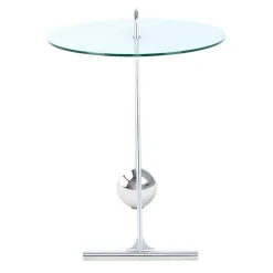 Wohnen 46x60x46 Design Glastisch in Weiß & Silber - Twinta