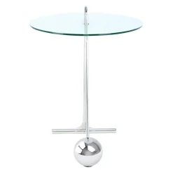 Wohnen 46x60x46 Design Glastisch in Weiß & Silber - Twinta