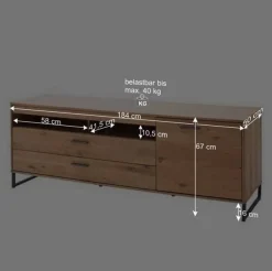 Wohnen 104x123x37 Design Highboard aus Holz & MDF - Assela