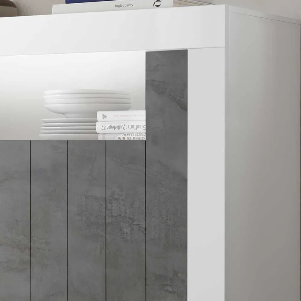 Wohnen Esszimmerschränke*110x144x43 Design Highboard in Weiß Glanz - Voskala