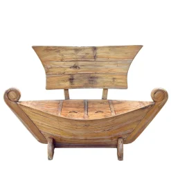 Wohnen 145x99x65 Design Holzbank in Boot Optik - Teako