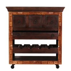 Wohnen 78x85x48 Design Küchenwagen aus Recyclingholz - Solapura