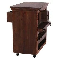 Wohnen 78x85x48 Design Küchenwagen aus Recyclingholz - Solapura