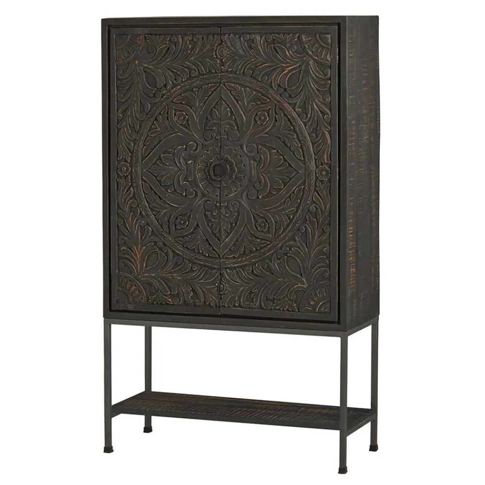 Wohnen 110x190x45 Design Schrank mit Schnitzereien - Jenn