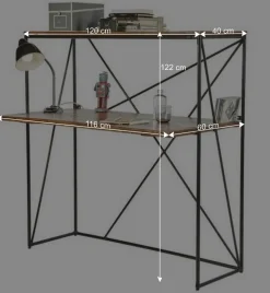 Wohnen Bürotische*120x122x60 Design Schreibtisch aus Holz & Metall - Offia