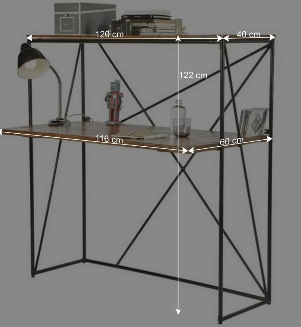 Wohnen Bürotische*120x122x60 Design Schreibtisch aus Holz & Metall - Offia