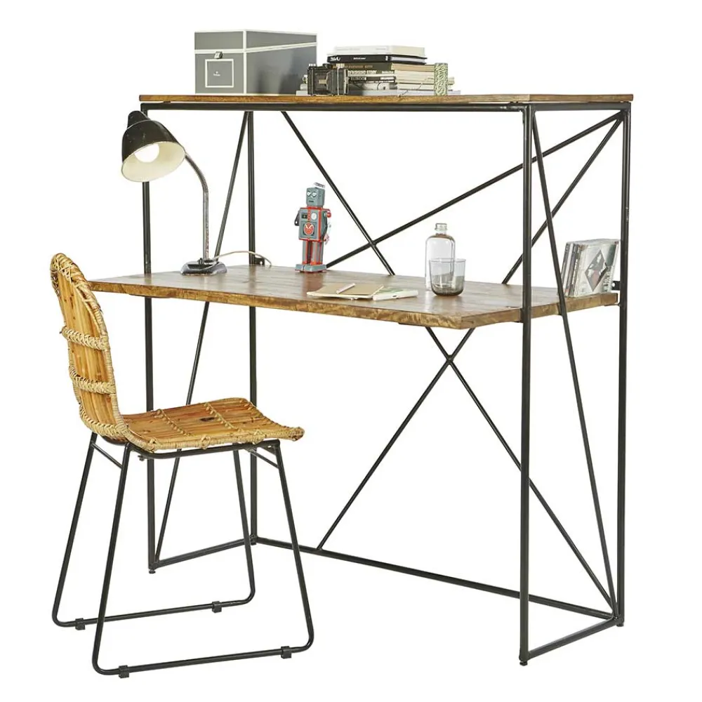 Wohnen Bürotische*120x122x60 Design Schreibtisch aus Holz & Metall - Offia