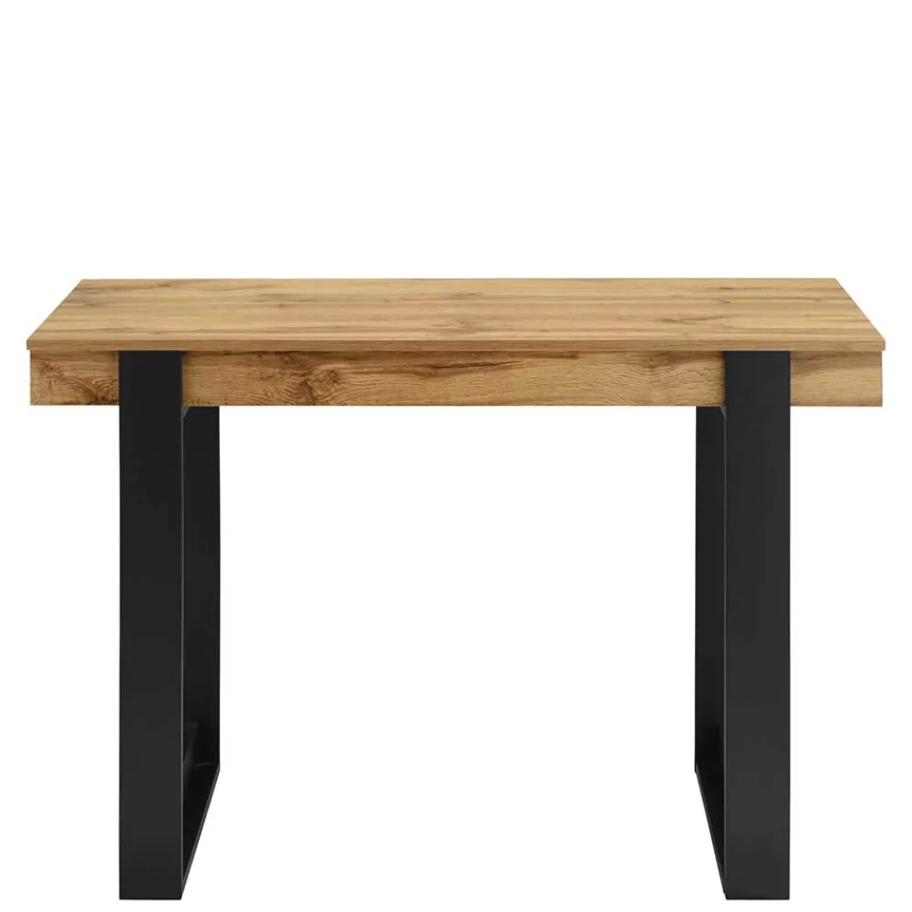 Wohnen 110x76x50 Design Schreibtisch in Eiche & Schwarz - Flossi