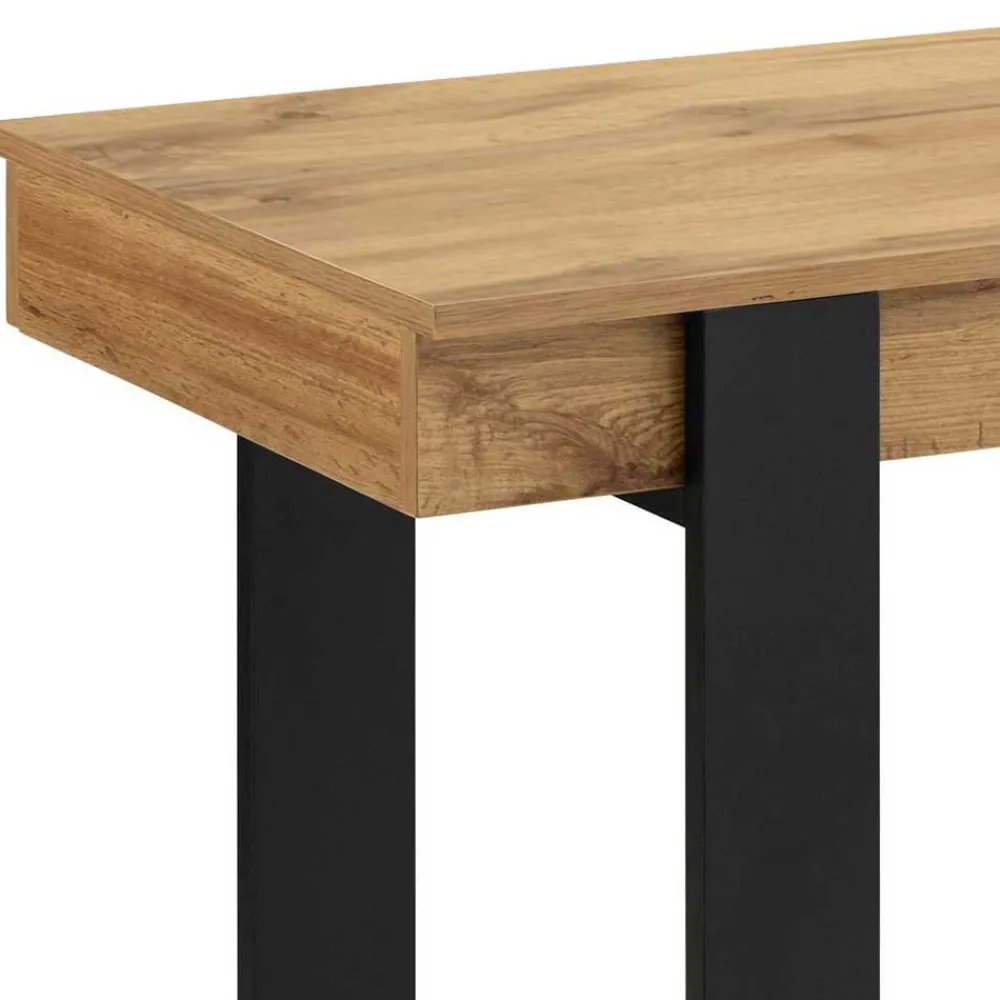 Wohnen 110x76x50 Design Schreibtisch in Eiche & Schwarz - Flossi