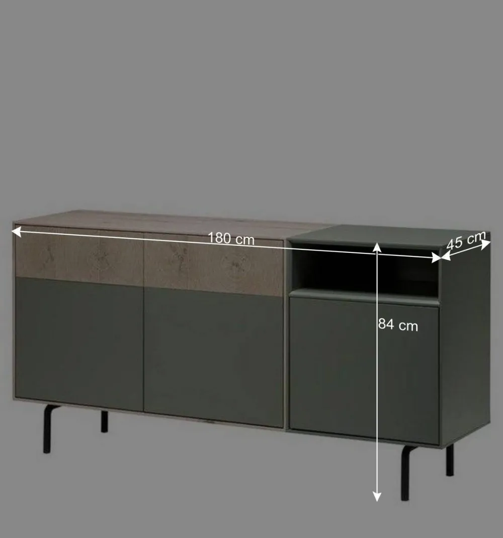 Wohnen Graue Möbel|Küchenschränke*180x84x45 Design Sideboard zweifarbig - Ajevos