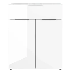 Wohnen 83x101x42 Design Vertiko in Weiß mit Glas - Soraga