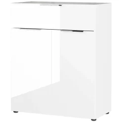 Wohnen 83x101x42 Design Vertiko in Weiß mit Glas - Soraga