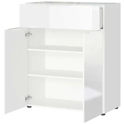 Wohnen 83x101x42 Design Vertiko in Weiß mit Glas - Soraga