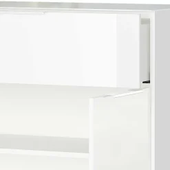 Wohnen 83x101x42 Design Vertiko in Weiß mit Glas - Soraga
