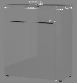 Wohnen 83x101x42 Design Vertiko in Weiß mit Glas - Soraga