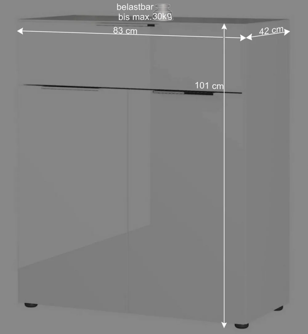 Wohnen 83x101x42 Design Vertiko in Weiß mit Glas - Soraga