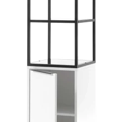 Wohnen 40x197x40 Designer Regal in Weiß & Schwarz - Enkraja