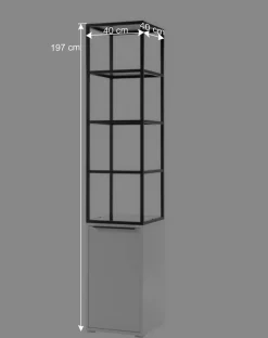 Wohnen 40x197x40 Designer Regal in Weiß & Schwarz - Enkraja