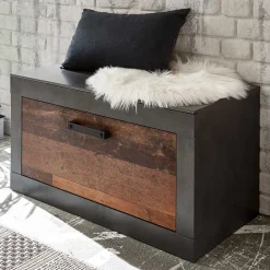 Wohnen 80x44x42 Dielenbank mit Klappe & Sockelgestell - Timuras