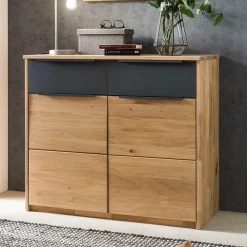 Wohnen Flurkommoden*103x89x43 Dielenkommode in Eiche Bianco & Grau - Vervesdo