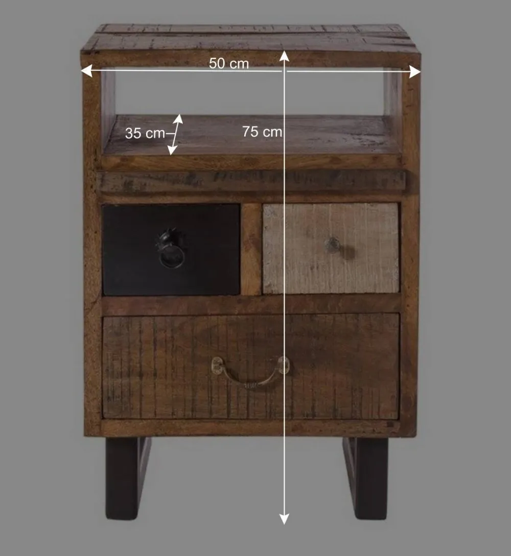 Wohnen Flurkommoden*50x75x35 Echtholz Kommode aus Recyclingholz - Bahiro