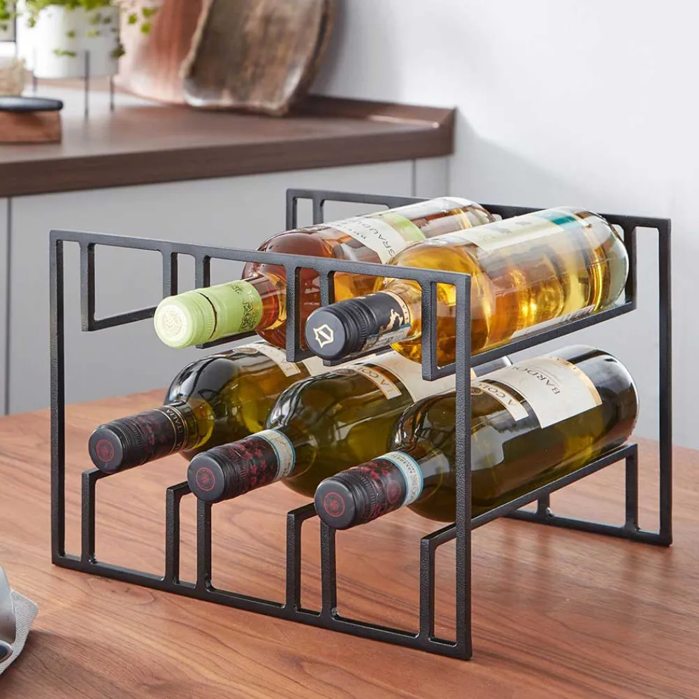 Wohnen Küchenregale|Esszimmerschränke*29x21x25 Eisen Weinregal mit sechs Flaschen - Renema