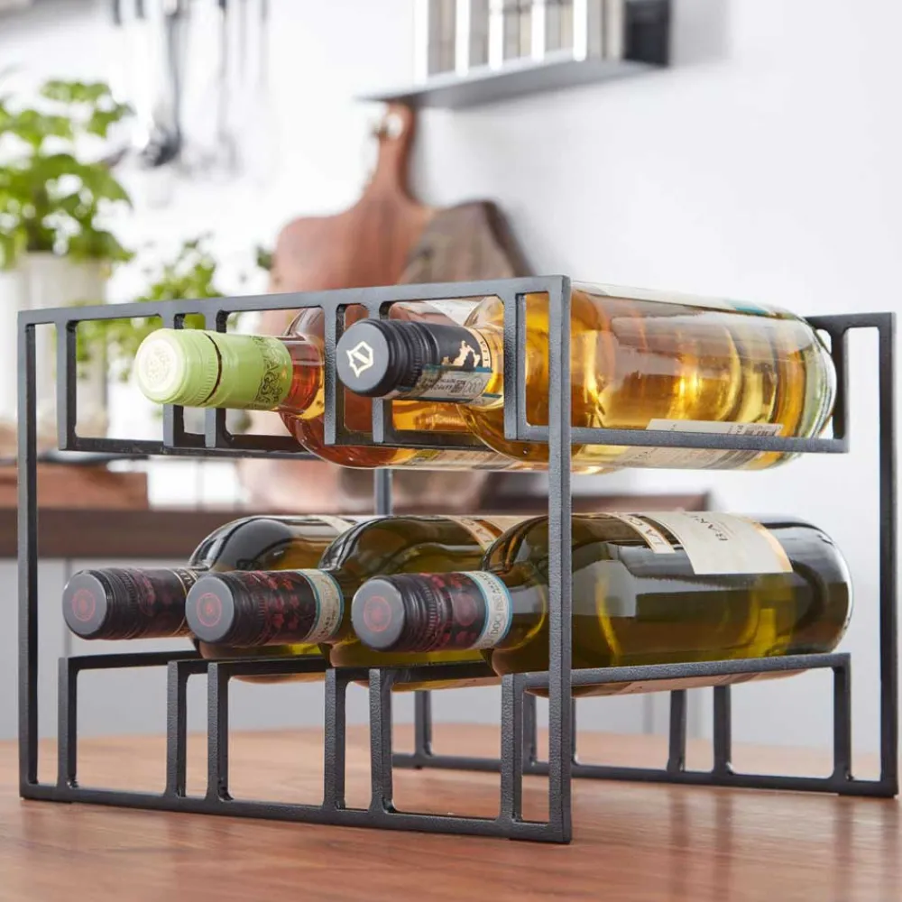 Wohnen Küchenregale|Esszimmerschränke*29x21x25 Eisen Weinregal mit sechs Flaschen - Renema