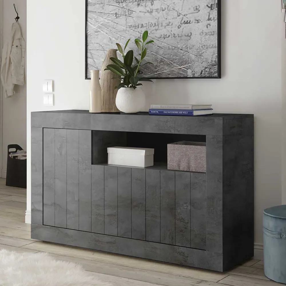 Wohnen 138x86x43 Esszimmer Kommode in Dunkelgrau - Putri