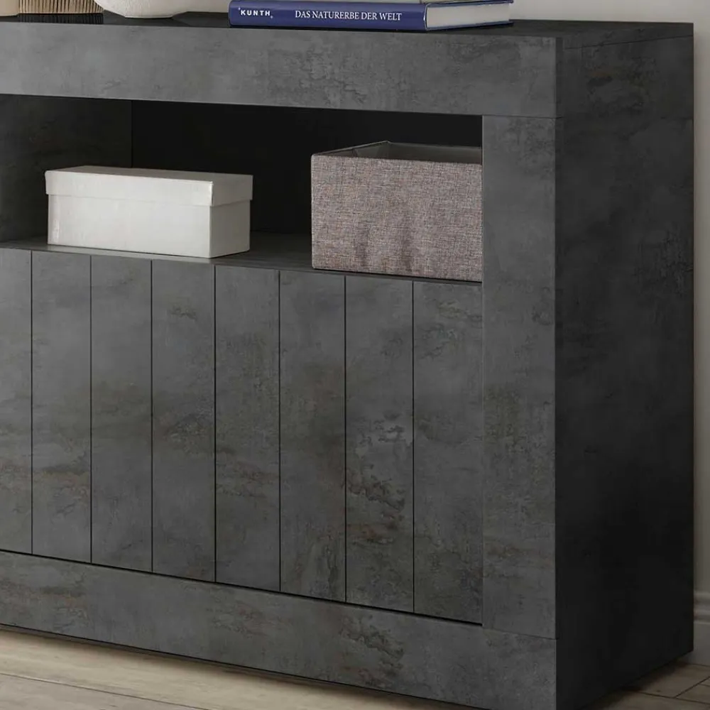 Wohnen 138x86x43 Esszimmer Kommode in Dunkelgrau - Putri