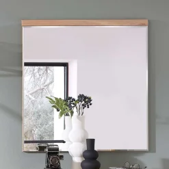 Wohnen 80x85x2 Facettenschliff Spiegel mit Holz - Latenda