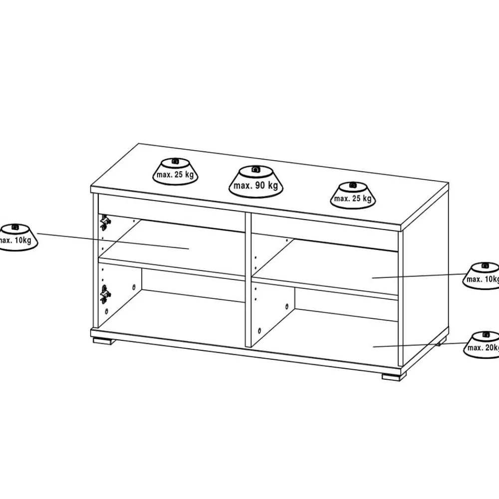 Wohnen 96x40x40 Flurbank mit zwei Türen - Orsecca