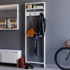 Wohnen 60x192x12 Garderobe aus Massivholz in Weiß - Oranias