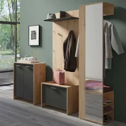 Wohnen 40x184x35 Garderobe mit Spiegel und Schuhablage - Vilataras