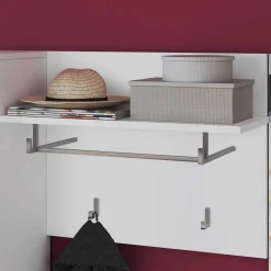 Wohnen Bürogarderoben*60x49x26 Garderobenpaneel mit 4 Kleiderhaken & Stange - Sumatra