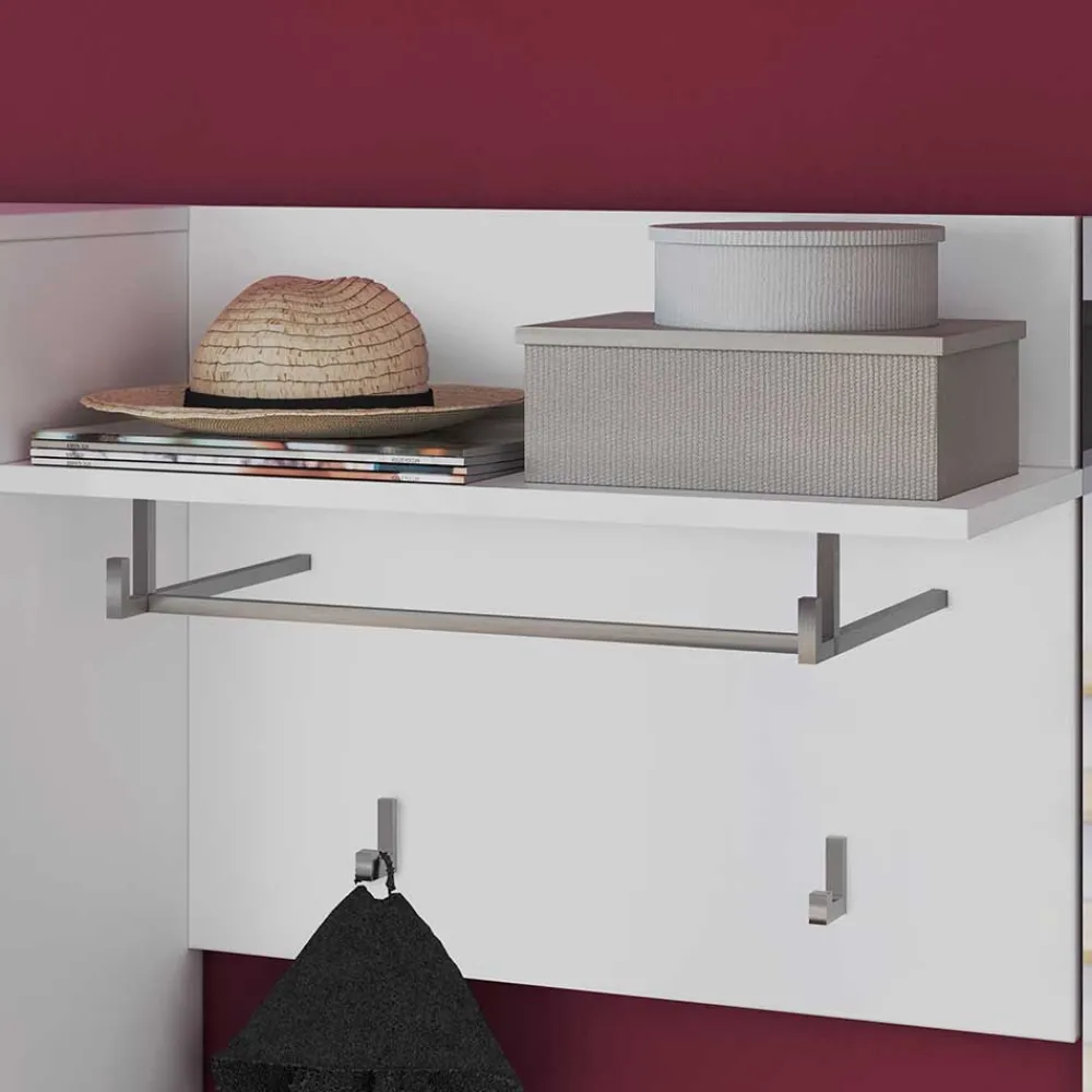 Wohnen Bürogarderoben*60x49x26 Garderobenpaneel mit 4 Kleiderhaken & Stange - Sumatra