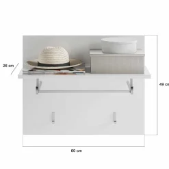 Wohnen Bürogarderoben*60x49x26 Garderobenpaneel mit 4 Kleiderhaken & Stange - Sumatra