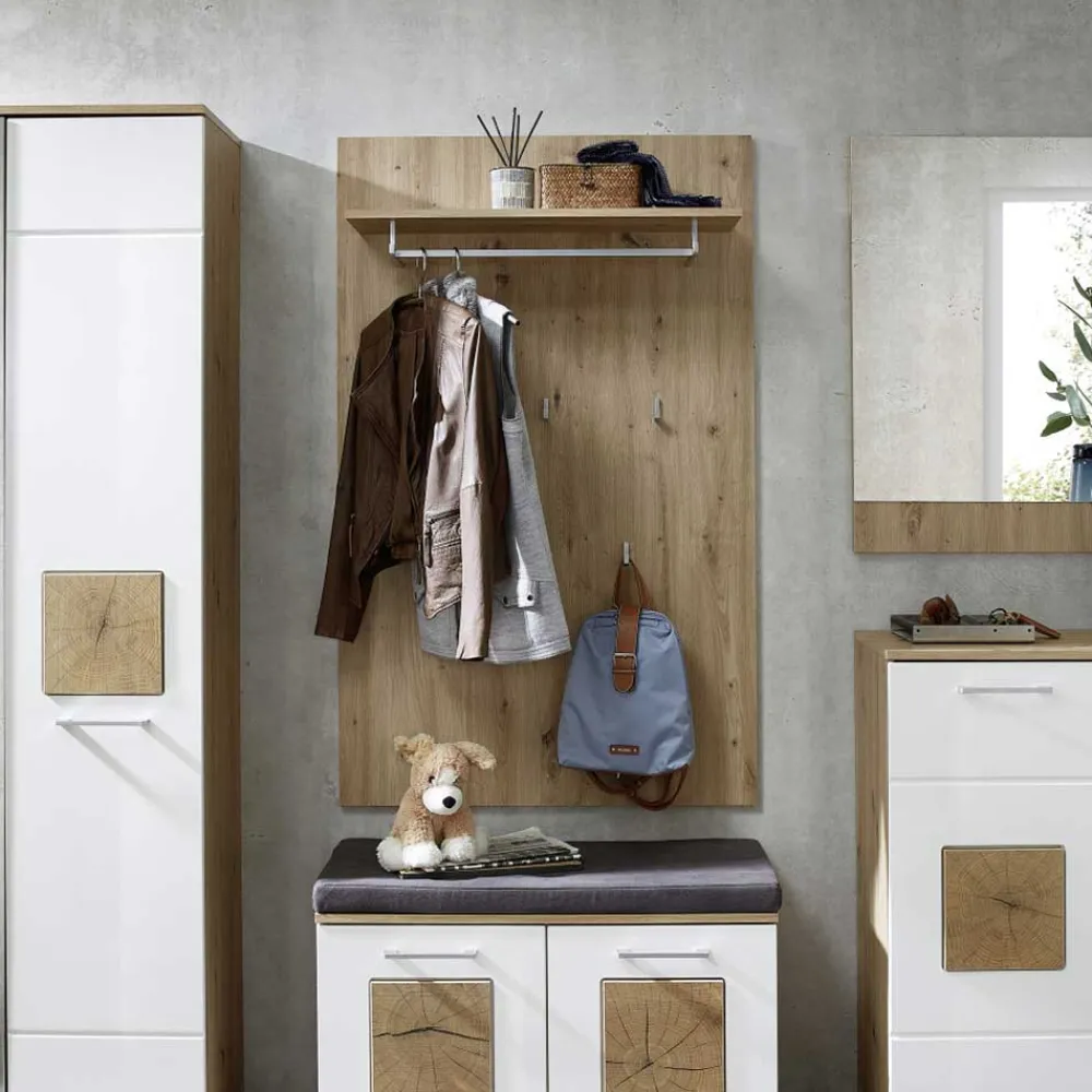 Wohnen Bürogarderoben*84x135x27 Garderobenpaneel mit fünf Kleiderhaken - Cluster