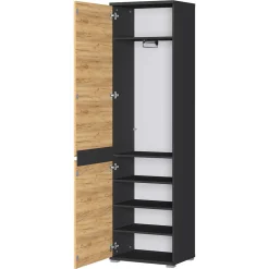Wohnen 54x200x40 Garderobenschrank in Wildeiche & Grau - Orsecca