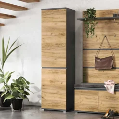 Wohnen 54x200x40 Garderobenschrank in Wildeiche & Grau - Orsecca