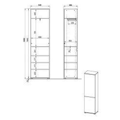 Wohnen 54x200x40 Garderobenschrank in Wildeiche & Grau - Orsecca